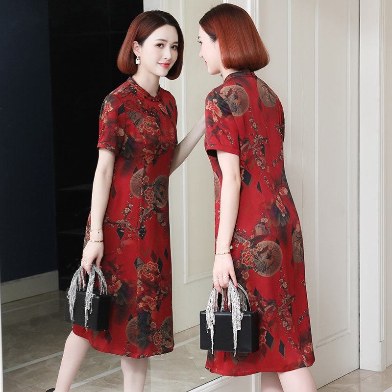 重磅香云纱真丝连衣裙女春夏季新款高端婚礼礼服桑蚕丝裙子中长款
