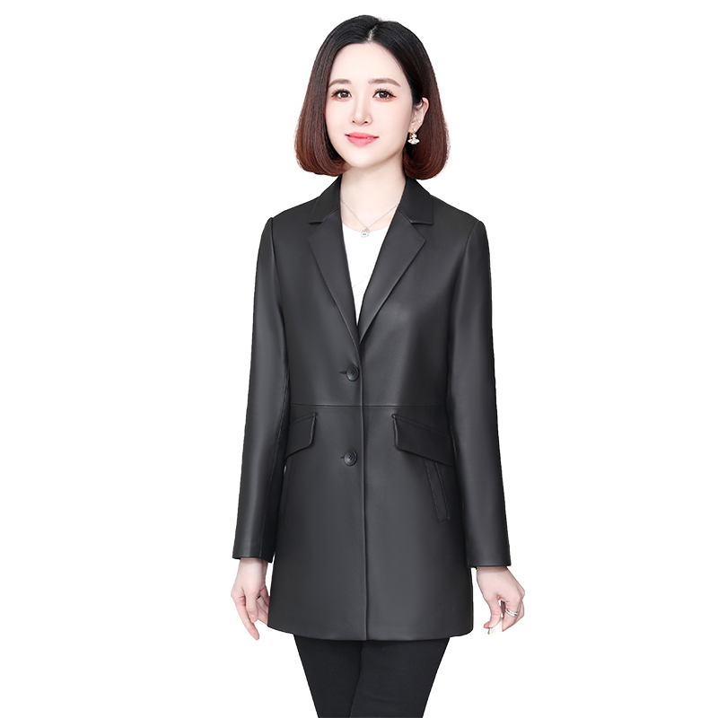 燕夫人修身显瘦中长款绵羊皮皮衣