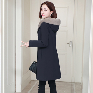 厚水貂內(nèi)膽可拆卸海寧皮草尼克服中長款 派克服女2024冬季 新款 修身