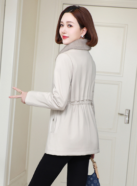 派克服女冬季新款水貂内胆可拆卸白色尼克服海宁皮草外套中长款