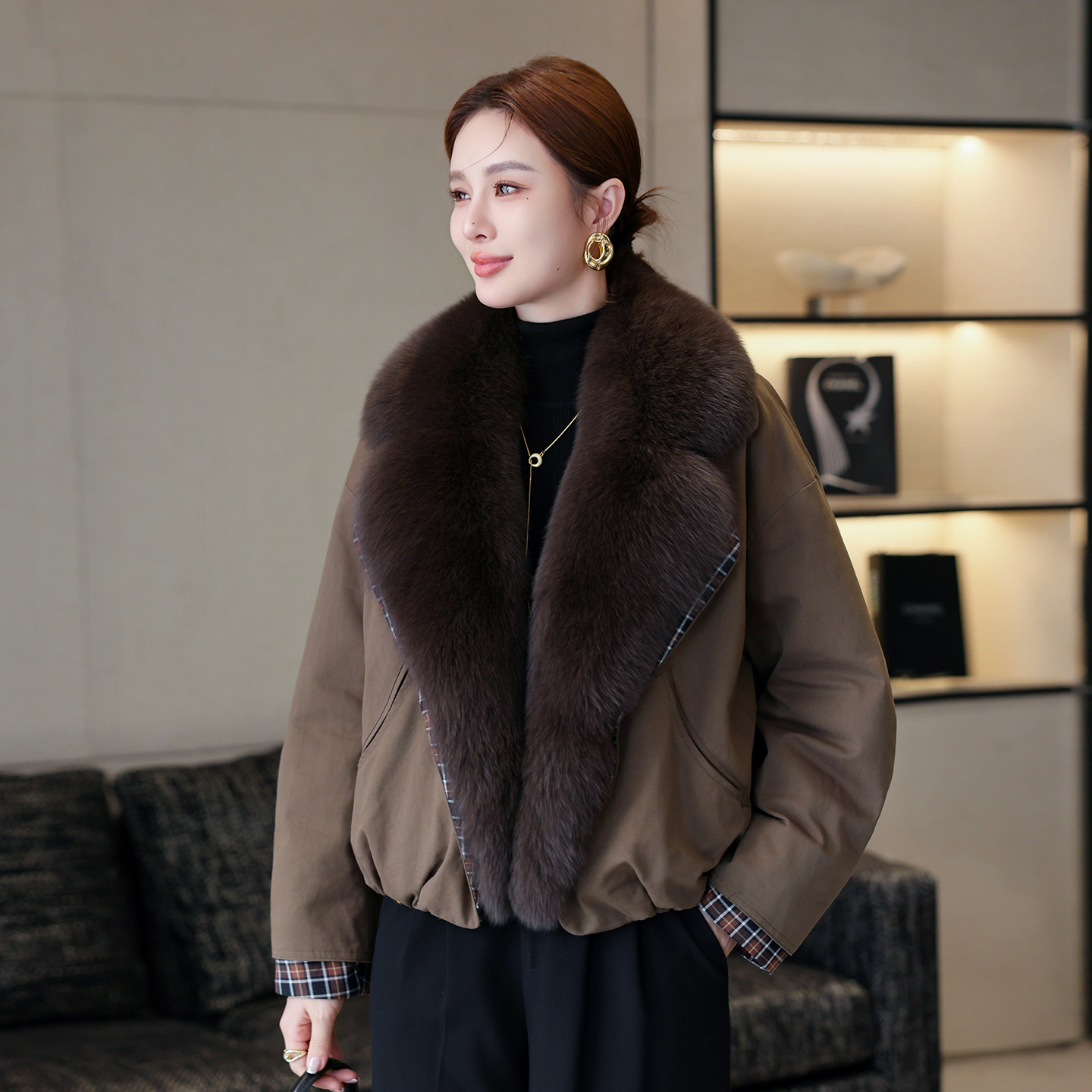 巴恩风鹅绒羽绒服女2025冬季新款