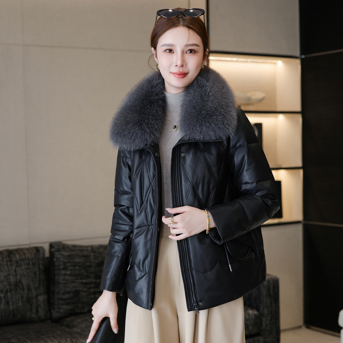 真皮皮衣羽绒服女2025冬新款