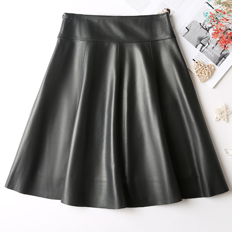 秋冬季新款绵羊皮真皮皮裙女半身裙百褶黑裙高腰显瘦过膝a字裙,女装/女士精品,半身裙,淘宝优惠券,粉丝福利购,淘宝优惠卷