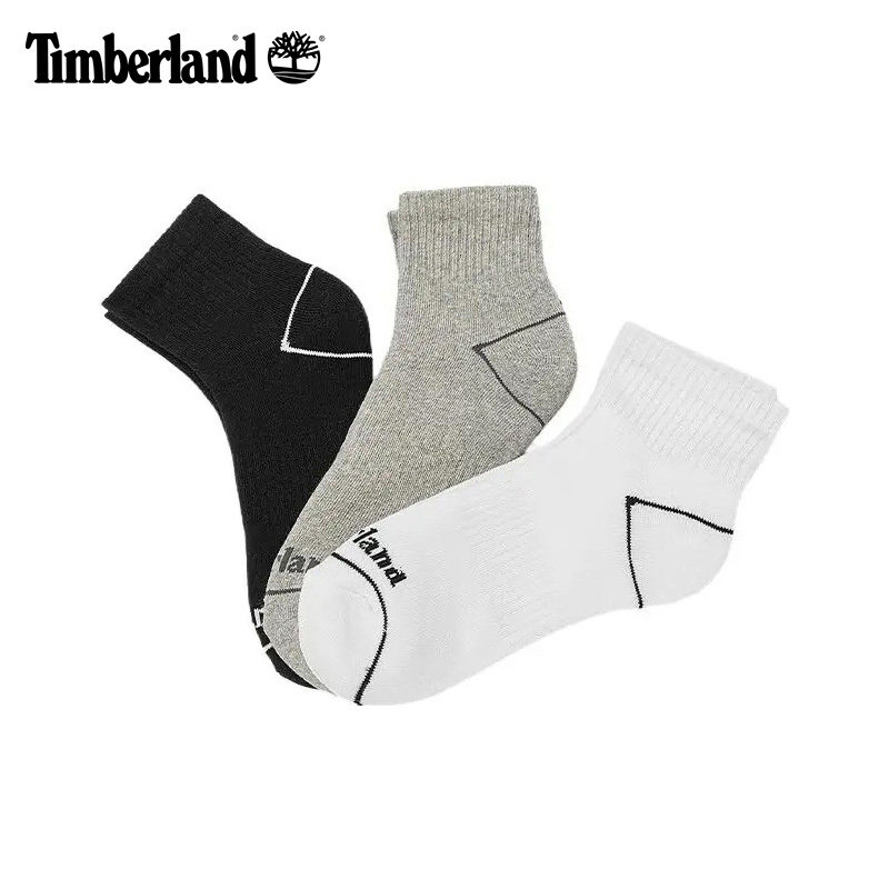 Timberland添柏岚男女款户外棉涤三双装短袜中筒袜子A2PU5/A2PU2