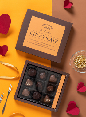 新款礼盒日式高档包装礼品手工松露9宫格草莓巧克力生巧包装盒