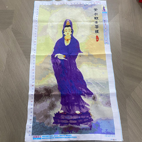 兔妈妈纯手工十字绣成品紫衣观世音菩萨人物新款客厅佛像手工刺绣