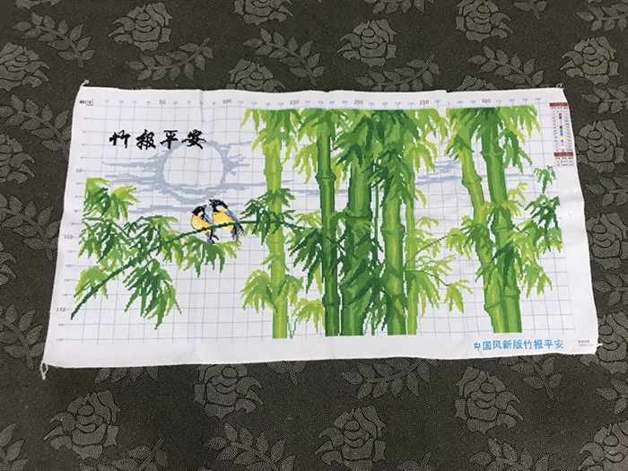 纯手工十字绣成品竹报平安竹子简约现代大幅客厅书房包邮