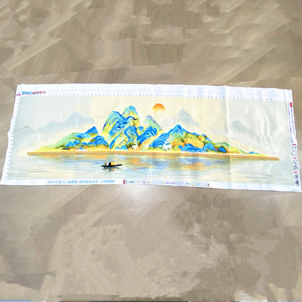 兔妈妈纯手工十字绣成品福鹿靠山图客厅办公室千里江山满绣大幅