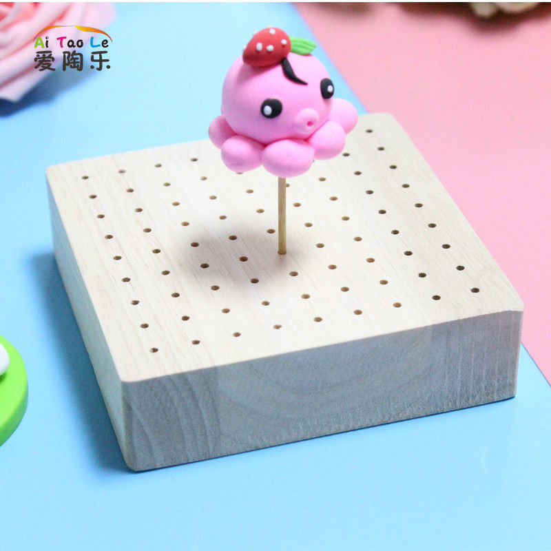 软陶超轻粘土木插板插座骨架座软陶超轻树脂黏土用木质加厚带孔底