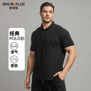 潮时尚 短袖 男宽松加肥加大夏季 男 polo衫 蝴蝶刺绣POLO衫 纯棉大码