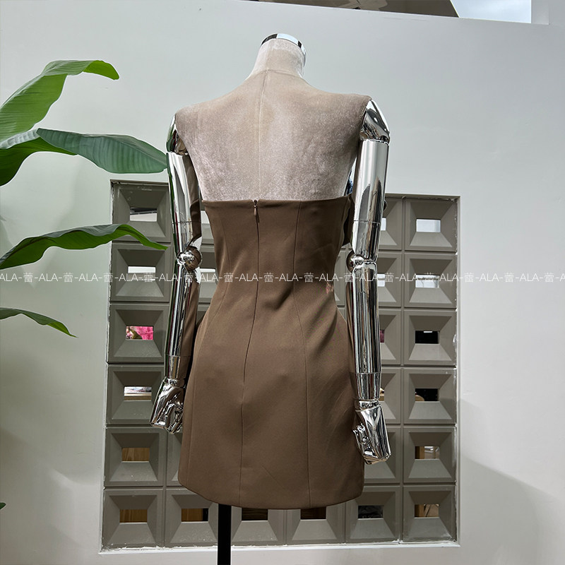 thumbnail for Unique Design Style, Three-Dimensional Handmade Floral Patchwork Hourglass Strapless Dress, Party, Light Luxury, Elegant and Trendy