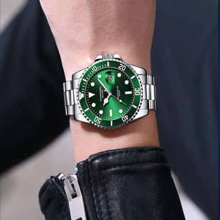 冠琴防水夜光潮流潜水韩版轻奢商务休闲男款单日历品牌男士石英表