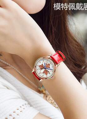 韩版轻奢尼尚进口机芯幸运草系列时尚百搭防水简约商务女士石英表