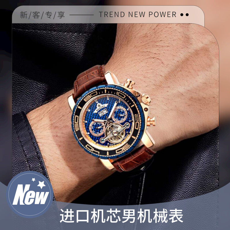 BOYZHE高端进口机芯男士时尚机械多功能大牌风机械休闲韩版腕表
