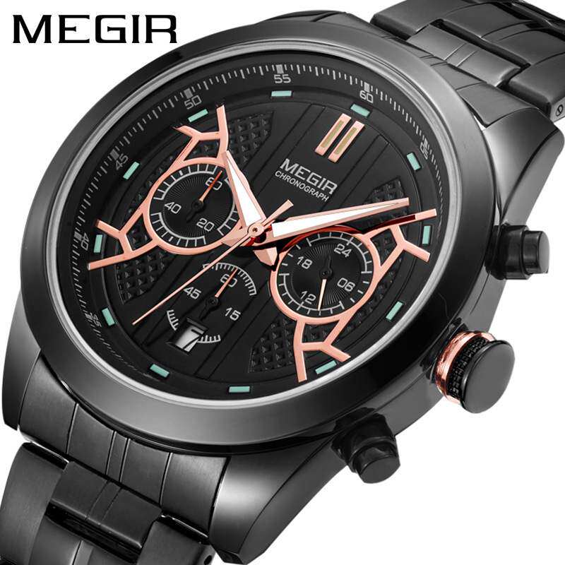 美格尔megir手表多功能计时日历夜光商务潮流男表石英表
