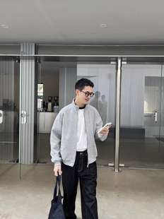 宽松休闲夹克外套 2025新款 美式 复古立领双拉链boxy卫衣开衫 秋冬季