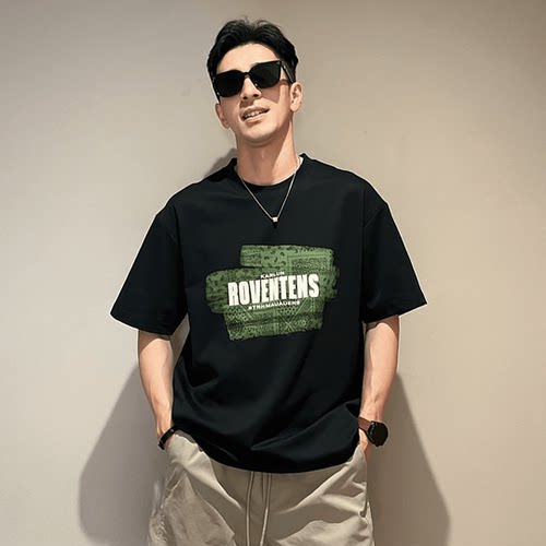 潮牌字母印花重磅纯棉短袖T恤男