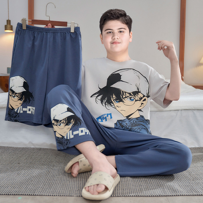 胖童装男童家居服加肥加大纯棉夏