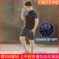 Летний купальник для мальчиков, раздельный детский комплект, штаны, большой размер, подходит для подростков