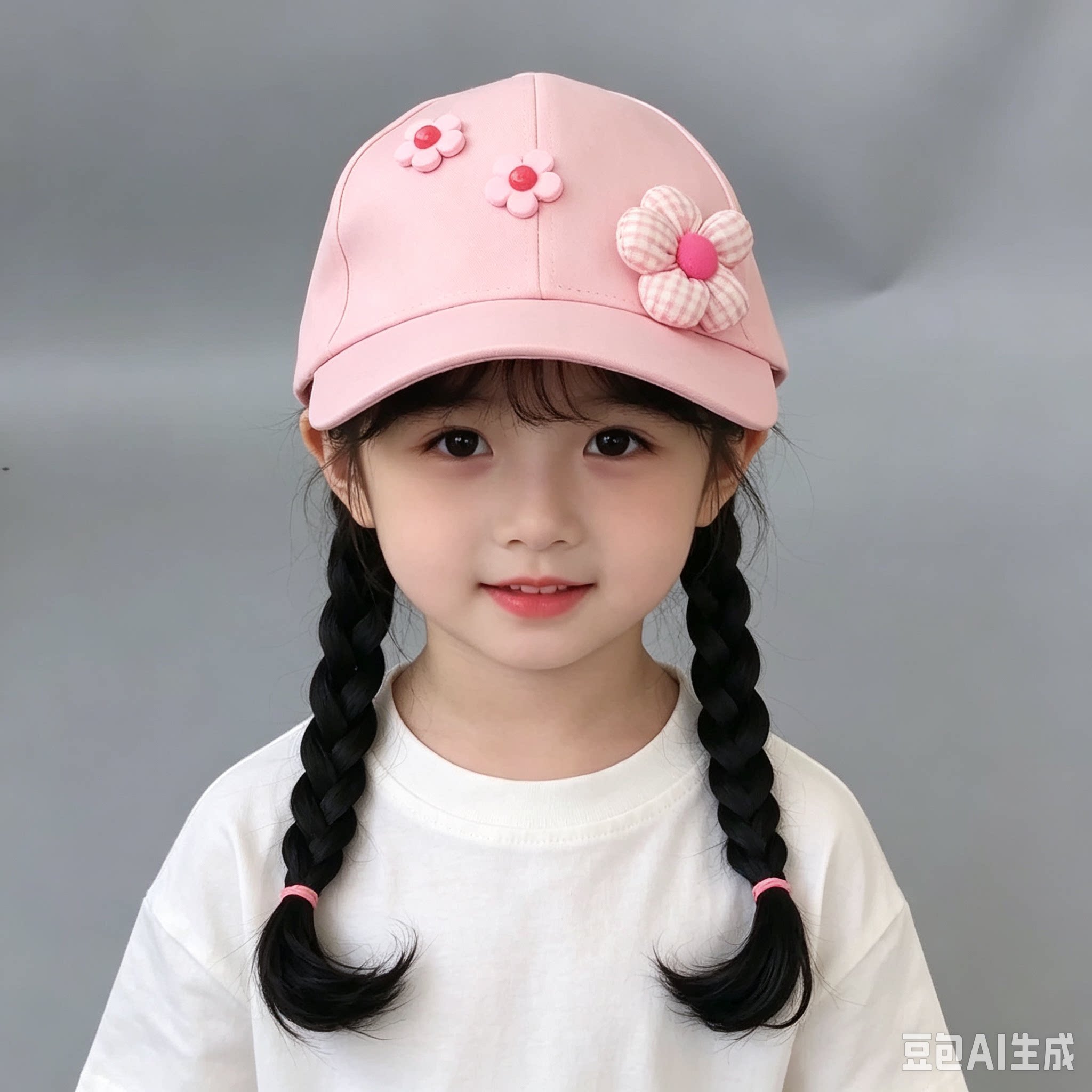 儿童帽子女童鸭舌2026秋季女孩宝宝棒球春秋遮阳帽防晒假发辫子帽