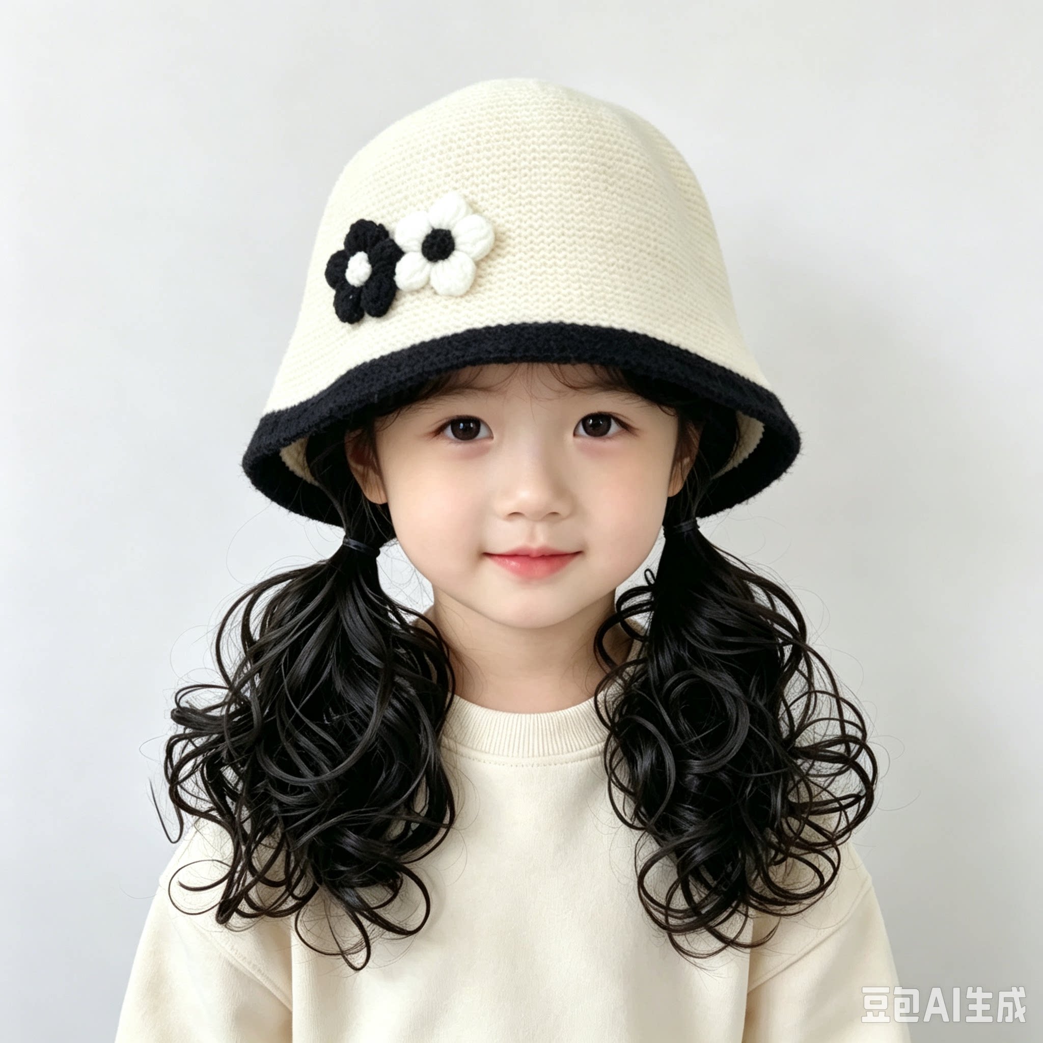 儿童帽子秋冬款男宝女宝羊羔毛盆帽宝宝套头帽女童可爱水桶假发帽图片