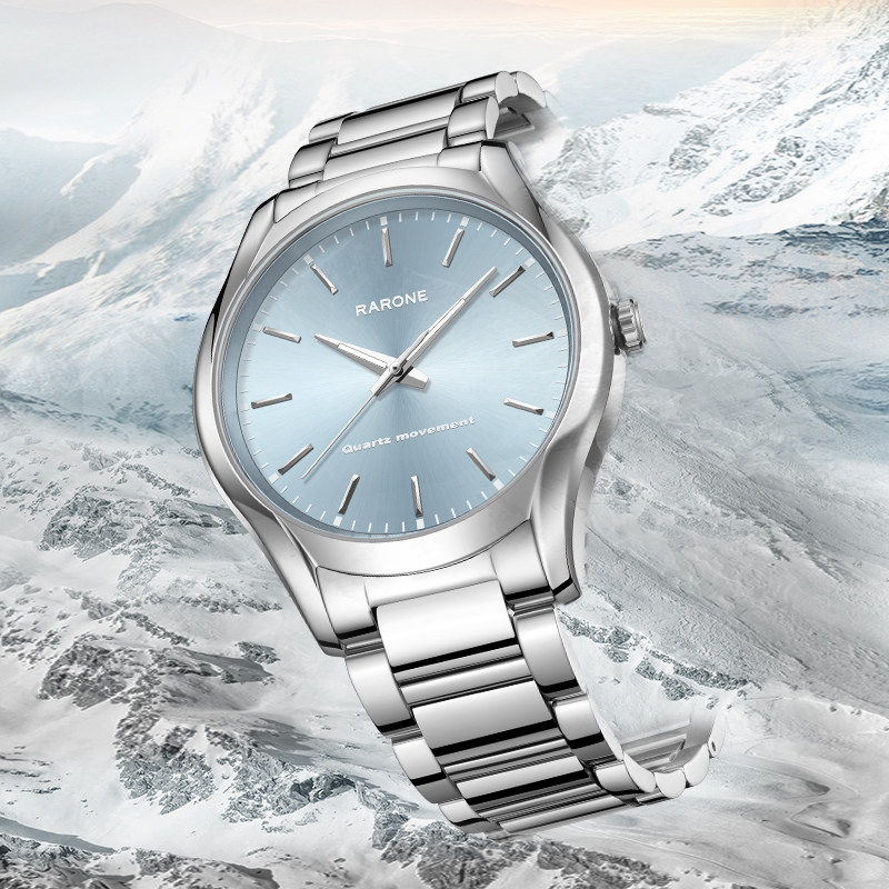 情人节礼物丨Rarone雷诺情侣表简约蓝灰商务时尚石英对表纪念礼