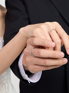 雷诺情侣对戒恋爱信号简约轻奢小众设计款S999情侣礼物纪念可调节