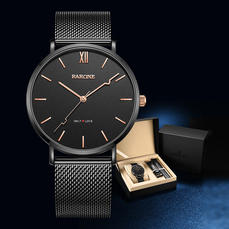 雷诺手表男2020新款时尚潮流米兰钢带防水官方正品心跳石英腕表