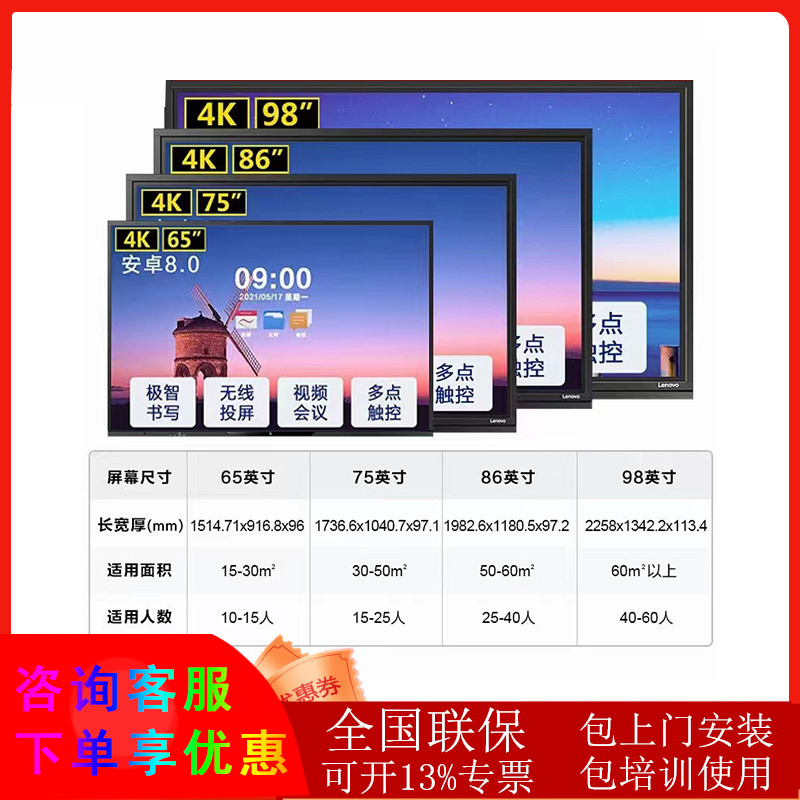 联想thinkplus会议平板一体机触摸大屏显示屏智慧白板教学培训 办公设备/耗材/相关服务 学习平板一体机 原图主图