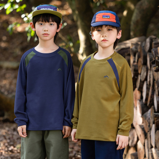 T恤潮 7A抗菌蓄热保暖抗静电男童长袖 儿童加厚秋冬打底衫 户外童装