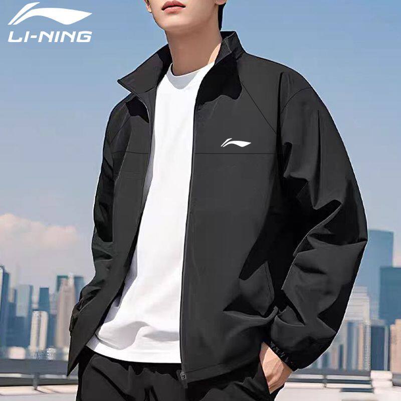 李宁运动外套男款秋冬季新款连帽防风夹克上衣宽松跑步开衫训练服