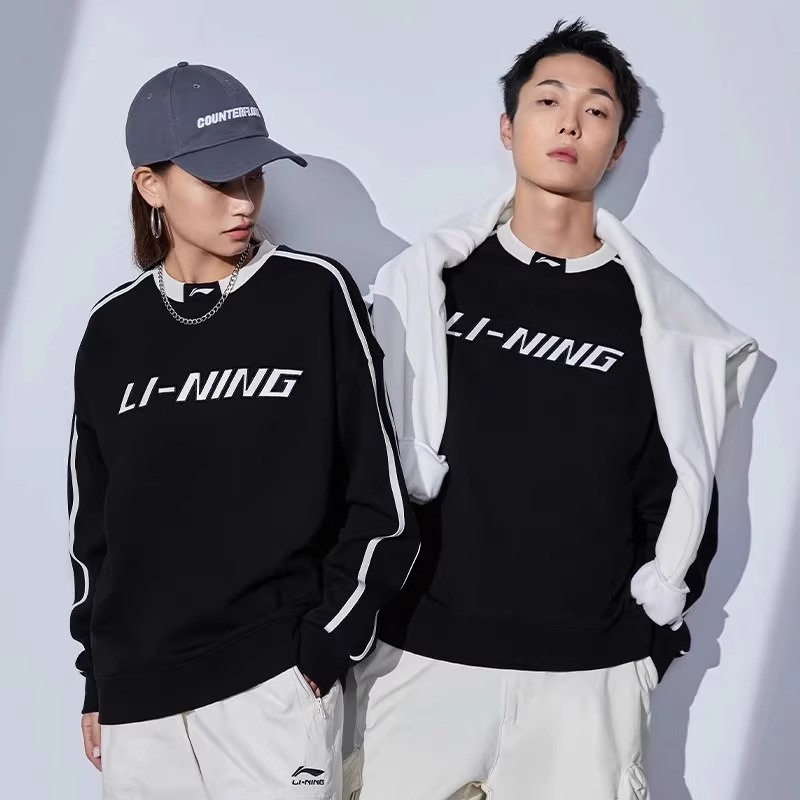 李宁圆领卫衣男宽松大码套头衫