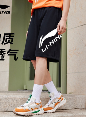 李宁夏季宽松男士女运动裤五分裤时尚跑步短卫裤休闲新款棉质男装