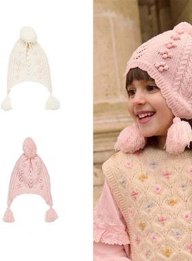 现货▲法国Louise misha 25秋冬新款女童护耳针织毛球帽子