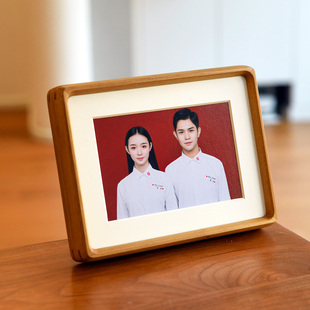 结婚登记照摆台海马体天真蓝6寸相框摆台打印照片做成桌面摆件8寸