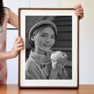 圆角实木相框定制打印照片画框空框挂墙婚纱照情侣儿童洗照片装裱