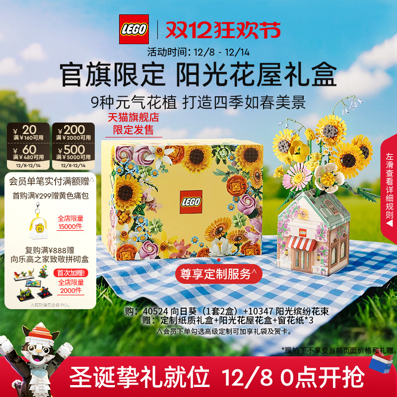 乐高阳光花屋礼盒永生花积木礼物
