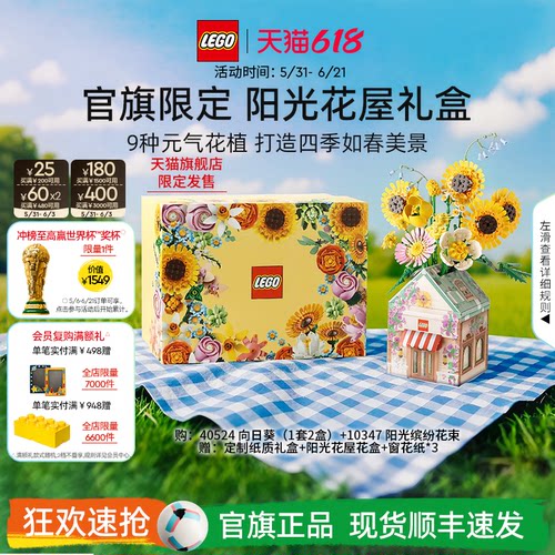 乐高阳光花屋礼盒永生花积木礼物