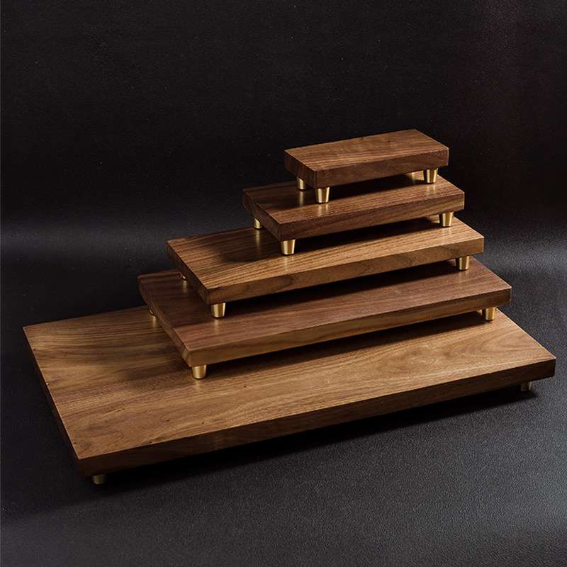 黑胡桃木底座摆件工艺品花瓶佛像长方形奇石茶具榉木托架实木底座