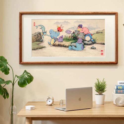 《百变万象》中国风宝可梦百变怪周边新潮创意国画喷绘装饰画摆件