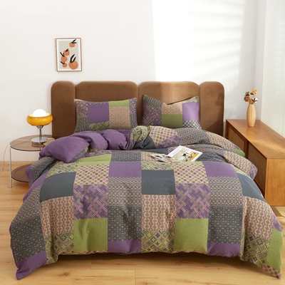 复古A类全棉色织双层纱四件套