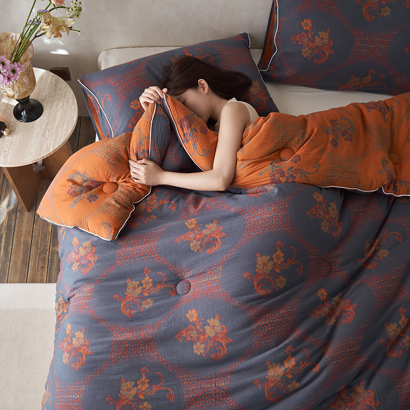 双层纱10%羊绒保暖亲肤春秋冬被