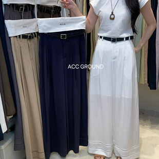 子鏤空拼接蕾絲休閑長褲 ACC8151夏季 大腳直筒褲 亞麻闊腿褲 女 薄款