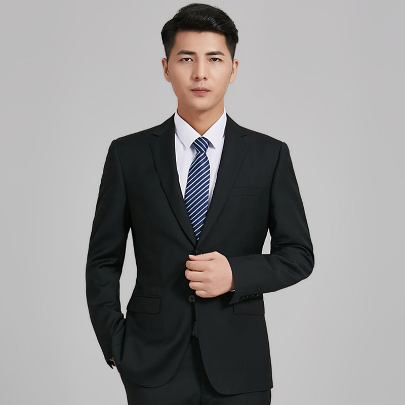 西服套装男士修身全羊毛商务职业双开叉青年结婚礼服品质西装
