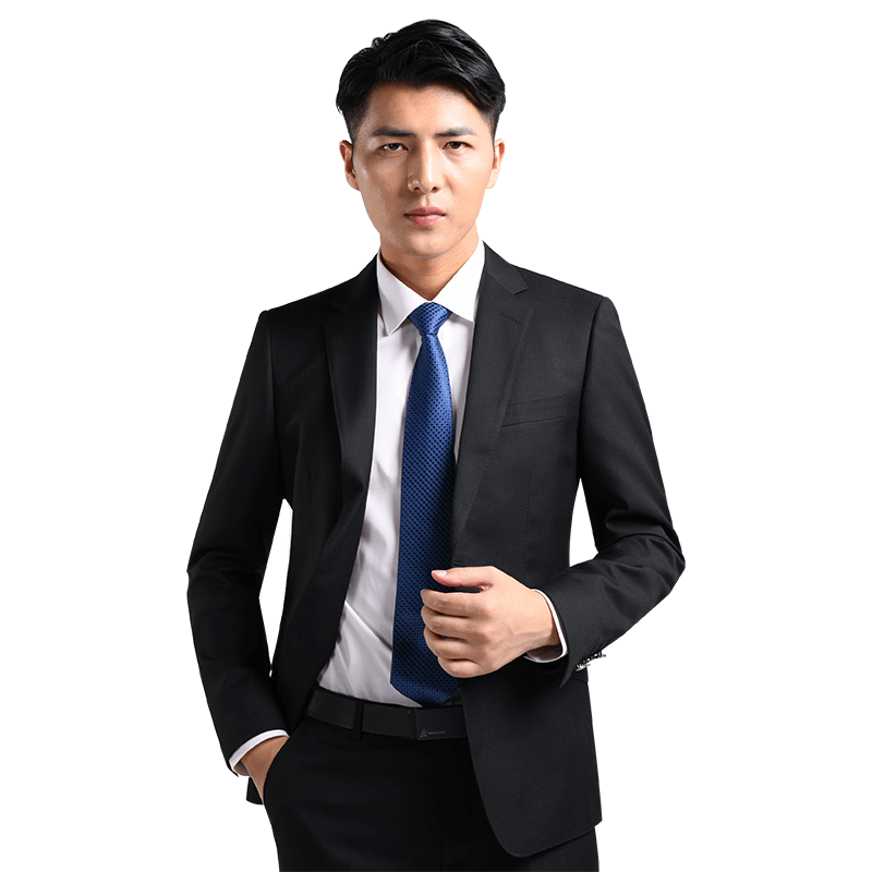 西服套装男士修身青年商务休闲黑色羊毛西装上班职业面试套西