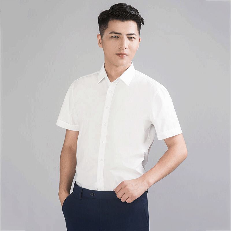 修身正装白色吸汗透气休闲衬衫
