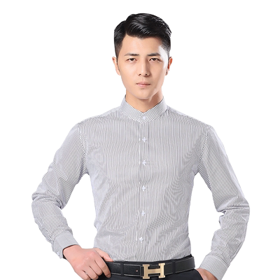 青年圆领显瘦免烫抗皱长袖衬衫