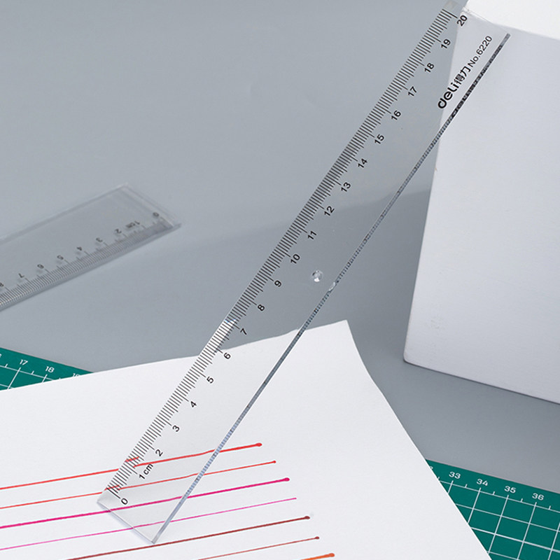 得力直尺20厘米透明直尺有机玻璃塑料尺子30公分40cm透明直尺办公