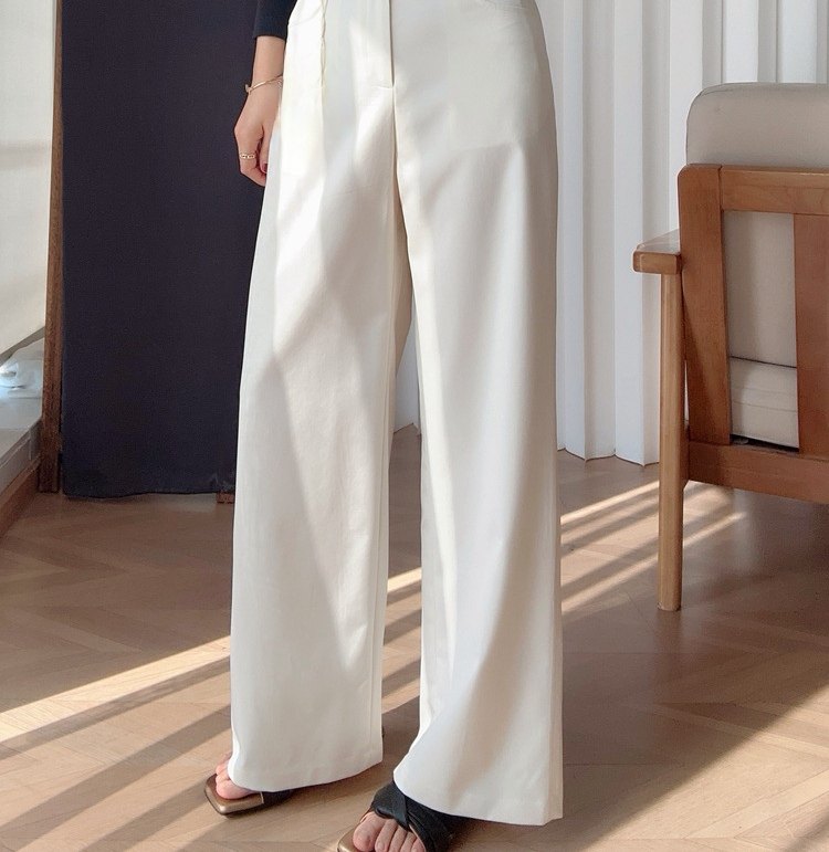 莱赛尔凉爽透气 抗皱通勤休闲西裤高腰显瘦宽松直筒阔腿裤女春夏