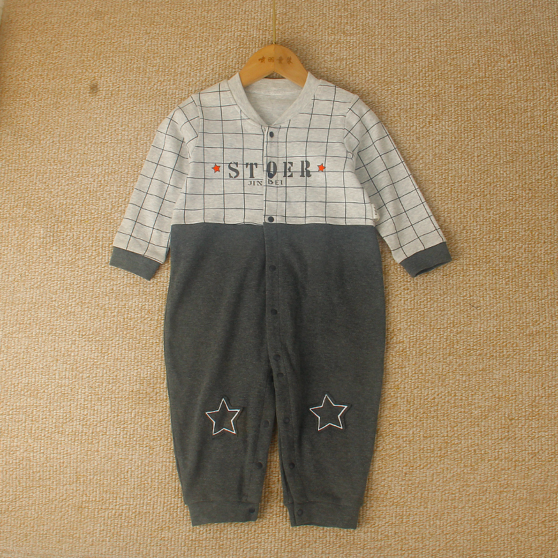 津贝纯棉开衫连身衣春秋款哈衣